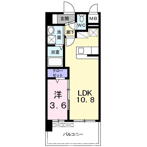 ラウレア K(1LDK/6階)の間取り写真