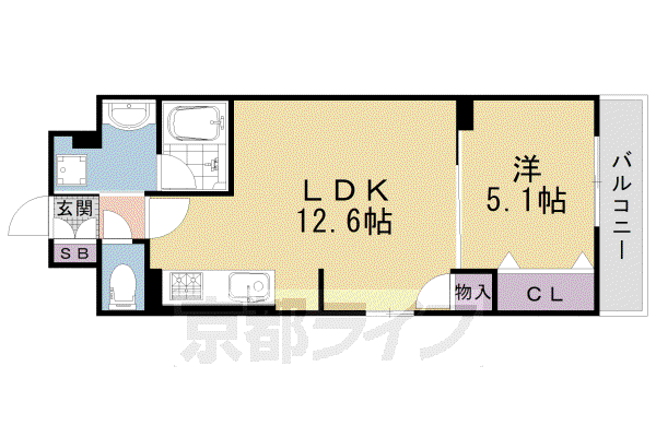 ベラジオ雅び京都三条通(1LDK/2階)の間取り写真