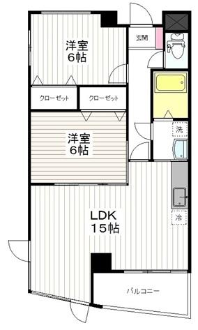 コンフォート宮城野(2LDK/3階)の間取り写真