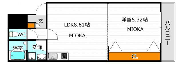 テラ長居公園(1LDK/1階)の間取り写真