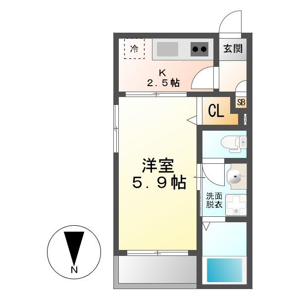 レガリスト豊田本町(1K/3階)の間取り写真