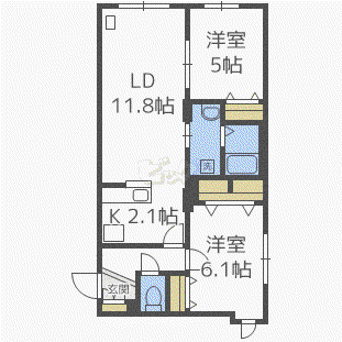 プレシェルト澄川(2LDK/3階)の間取り写真