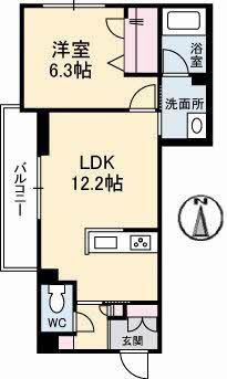 メゾンフェリシア(1LDK/2階)の間取り写真