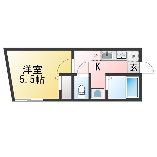 キャトルズ南矢名(1K/1階)の間取り写真