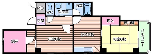 KSコート真法院(2DK/3階)の間取り写真