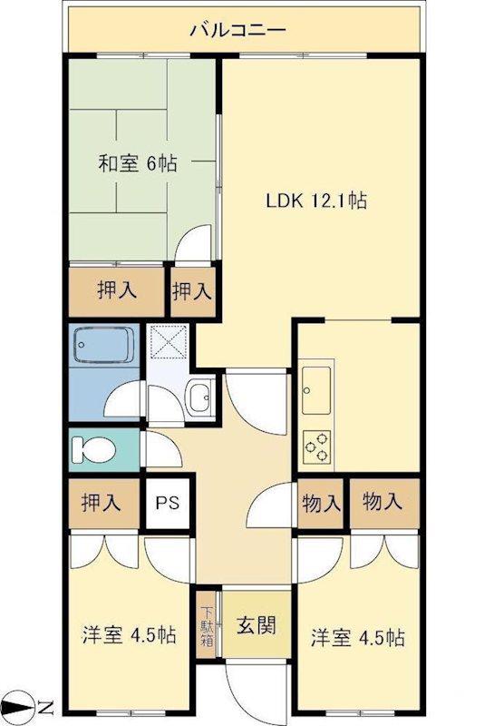 VERNAL HOUSE(3LDK/5階)の間取り写真