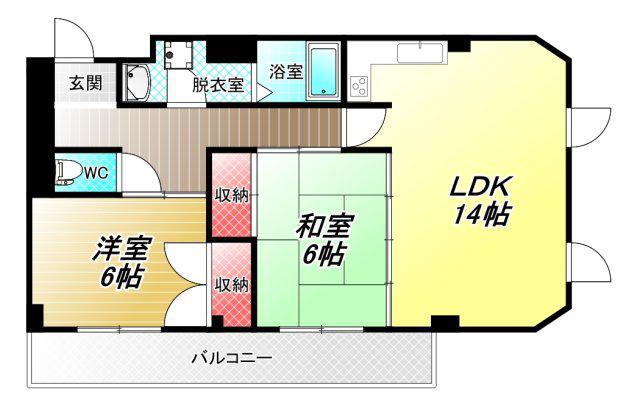 パルフェメゾンOGAWA(2LDK/2階)の間取り写真
