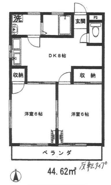 カーサK・S A棟(2DK/3階)の間取り写真