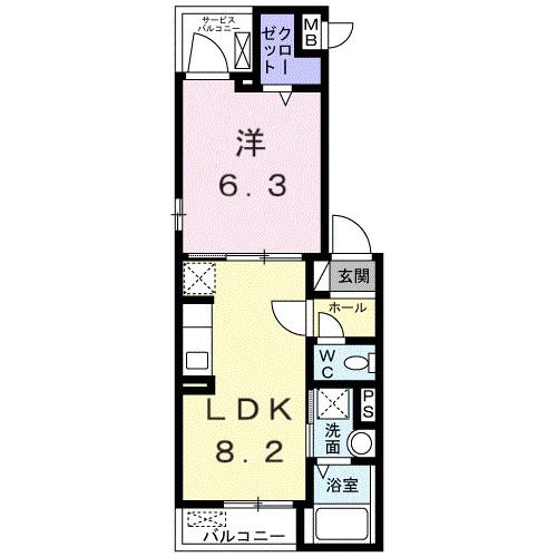 フィガロ(1LDK/2階)の間取り写真