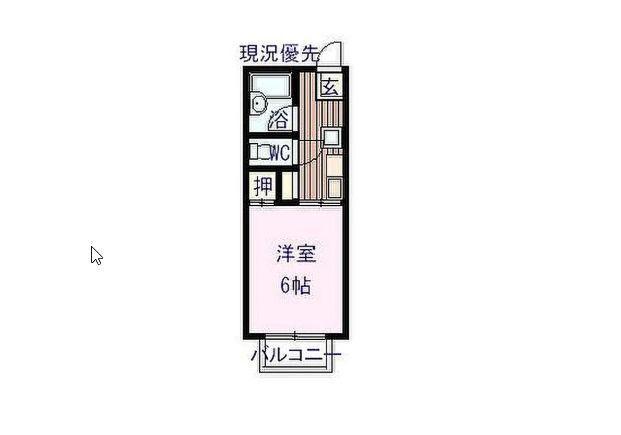 シャローム土生A・B(1K/1階)の間取り写真