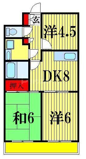 サンヒルズII(3DK/3階)の間取り写真