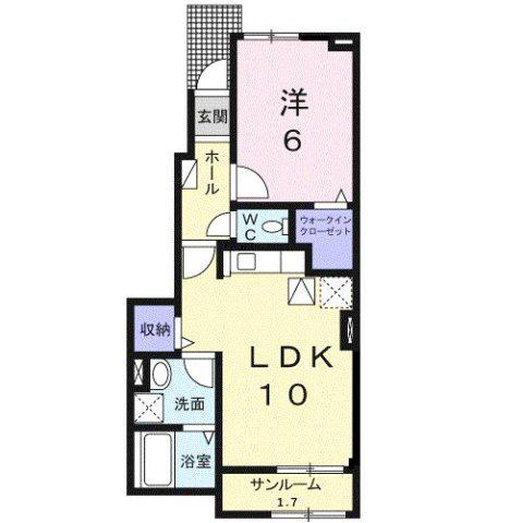 ラヴィエベールI(1LDK/1階)の間取り写真