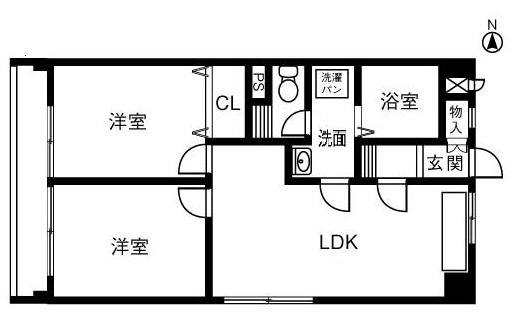 ラトゥール割塚(2LDK/3階)の間取り写真