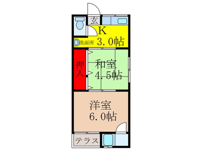 末広文化(2K/1階)の間取り写真