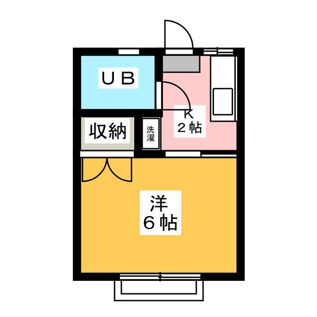 ハイツサンフラワーD棟(1K/2階)の間取り写真