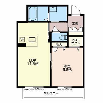 MAST TOWN 戸崎 W(1LDK/2階)の間取り写真