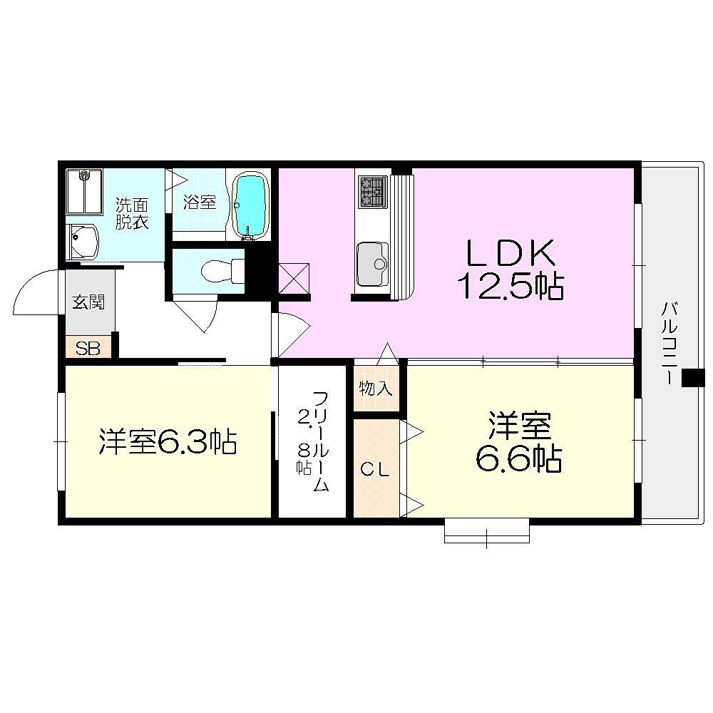 アビタシオンデュプルミエ(2SLDK/3階)の間取り写真