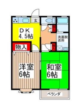 メゾン柊II(2DK/2階)の間取り写真
