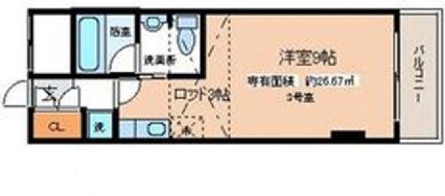 エクセルシア舟入本町(ワンルーム/8階)の間取り写真