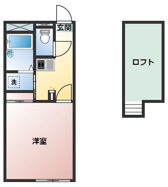 ホークI(1K/1階)の間取り写真