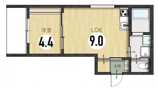 LIEN翠町(1LDK/2階)の間取り写真