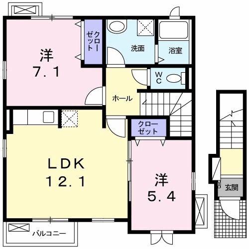 エストR(2LDK/2階)の間取り写真