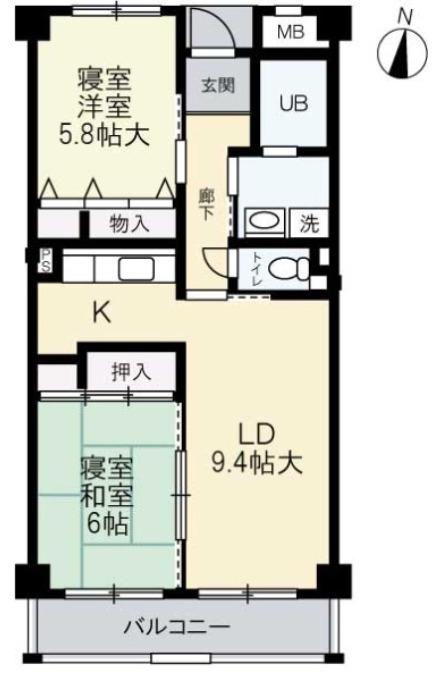 プルミエハイツ花園(2LDK/2階)の間取り写真