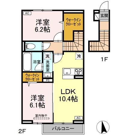 サンマールG(2LDK/2階)の間取り写真