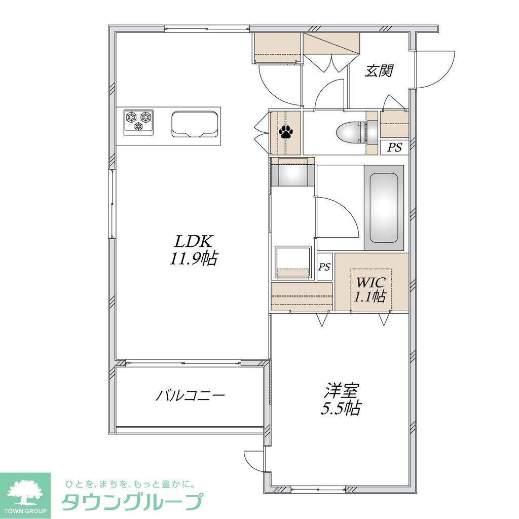 ロコティーダ武蔵新城(1LDK/2階)の間取り写真
