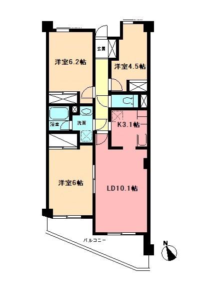 クレールノースヒルズ(3LDK/3階)の間取り写真