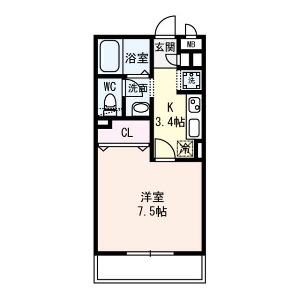 エクレール上小阪(1K/3階)の間取り写真