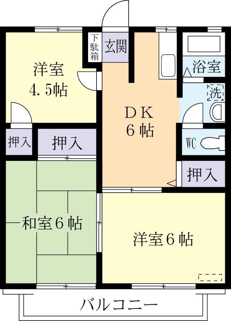ナカネハイツA(3DK/1階)の間取り写真