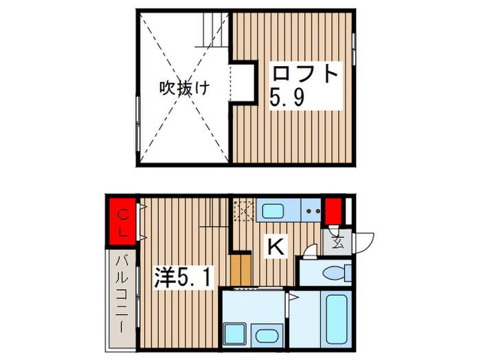 ルミエール(1K/1階)の間取り写真