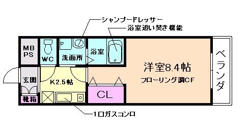 ジュネスプランドール(1K/3階)の間取り写真