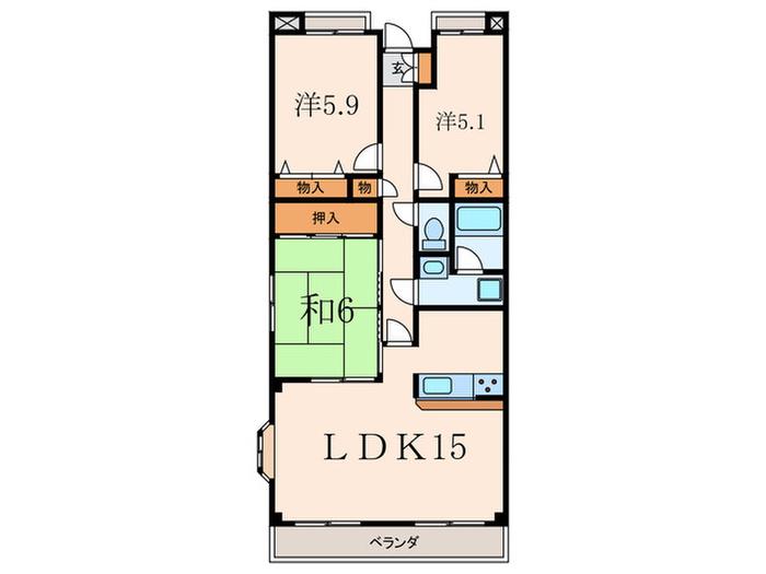 パークコート(3LDK/4階)の間取り写真