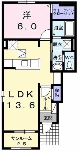 ステラムーンII(1LDK/1階)の間取り写真