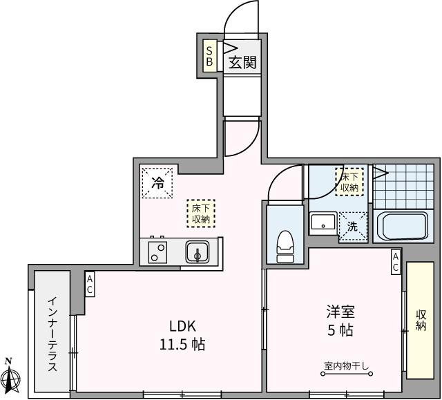 PLACE YAEM(1LDK/1階)の間取り写真