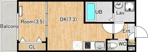 ジーメゾン高座渋谷(1DK/1階)の間取り写真