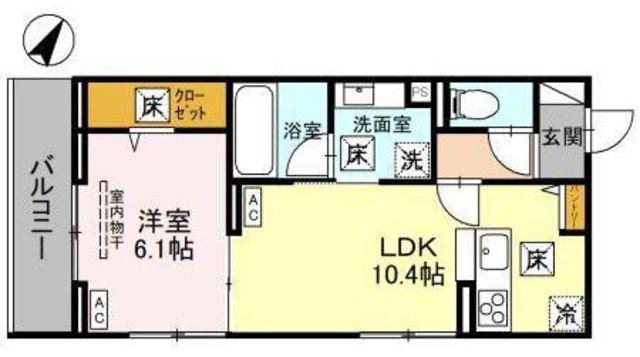 リ・ドール東浦和(1LDK/1階)の間取り写真