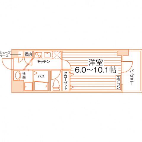 ドゥーエセンター北(1K/9階)の間取り写真
