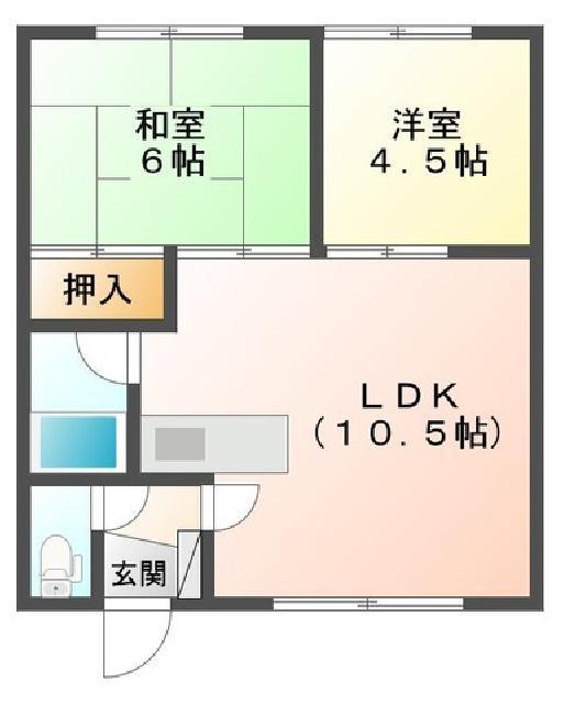 コーポムーンライトU(2LDK/2階)の間取り写真