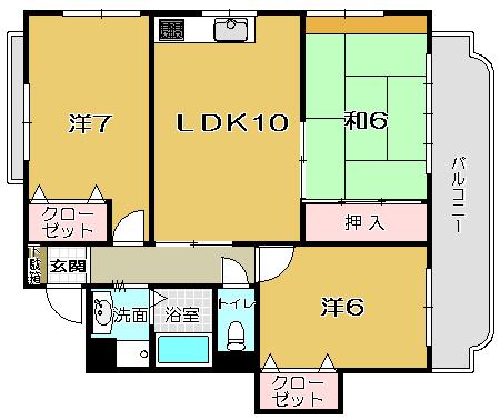 カサグランデ上村(3LDK/3階)の間取り写真