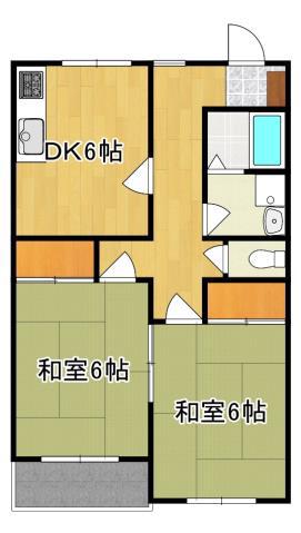 ヴィレッジ弐番館(2DK/2階)の間取り写真