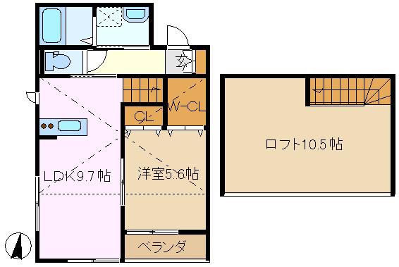 メゾン・ド・クレール2番館(1LDK/2階)の間取り写真