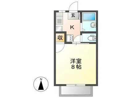 キッコウハイネスB(1K/1階)の間取り写真