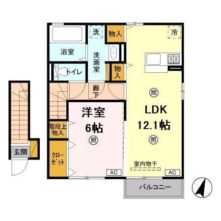 LIEN(1LDK/2階)の間取り写真