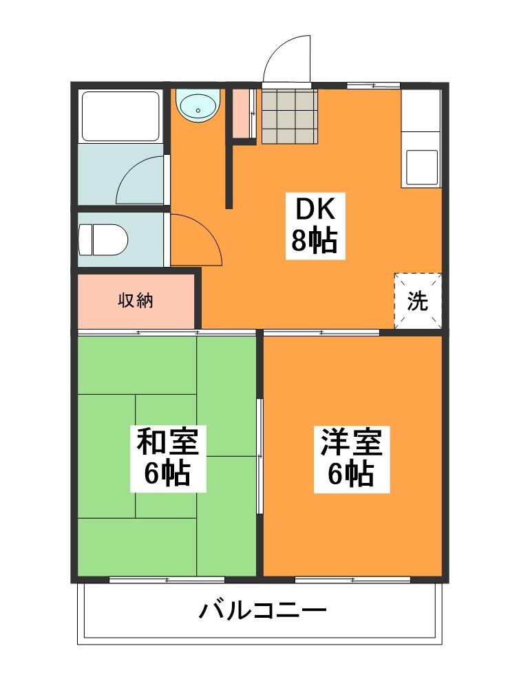 ハイネス桜井(2DK/2階)の間取り写真