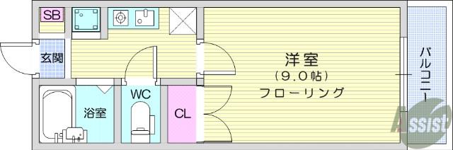 ワイレアヒルズ(1K/3階)の間取り写真