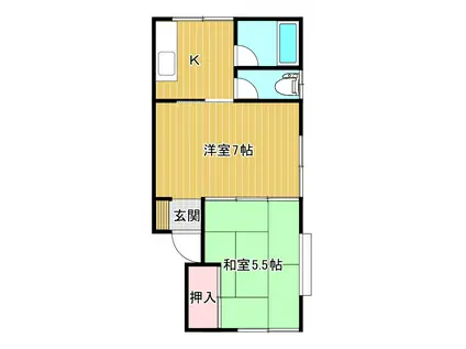 サンハイツ(2K/2階)の間取り写真