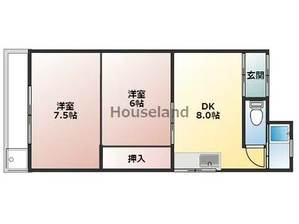 箕島アパート(2DK/3階)の間取り写真